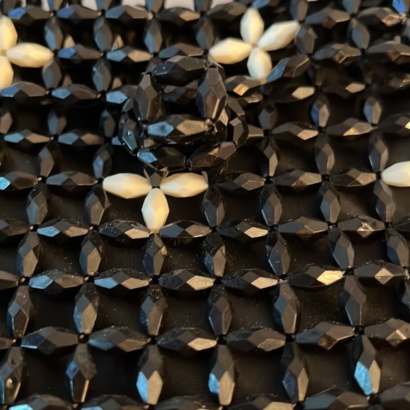 Vintage beaded bag, black and white - Picture 4 of 5